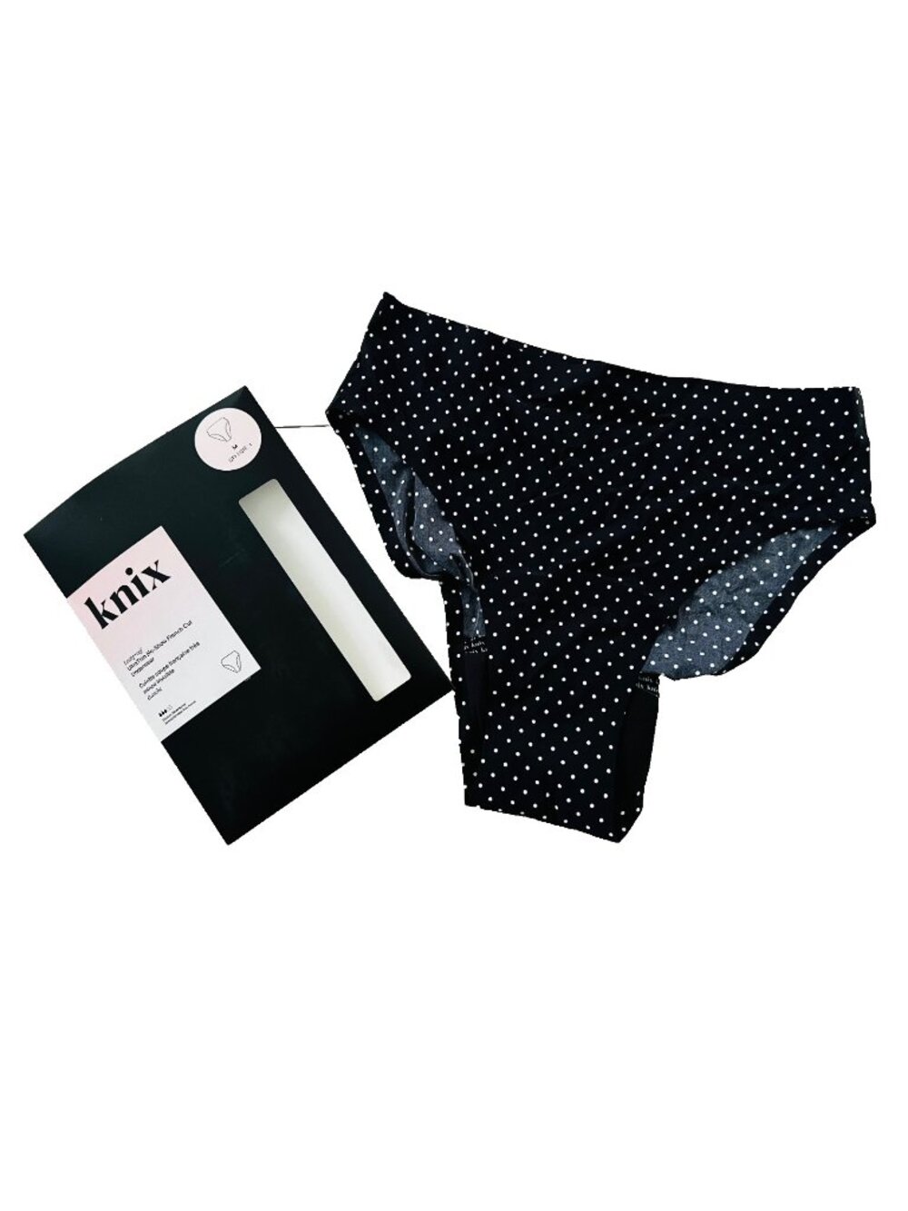 Knix Leakproof Ultra Thin No-Show French Cut Underwear Black Polka ( M )